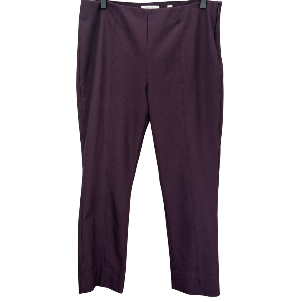 Vince Cropped Split Hem Italian Stretch Pants High Rise Womens Size XL Plum - Picture 2 of 6